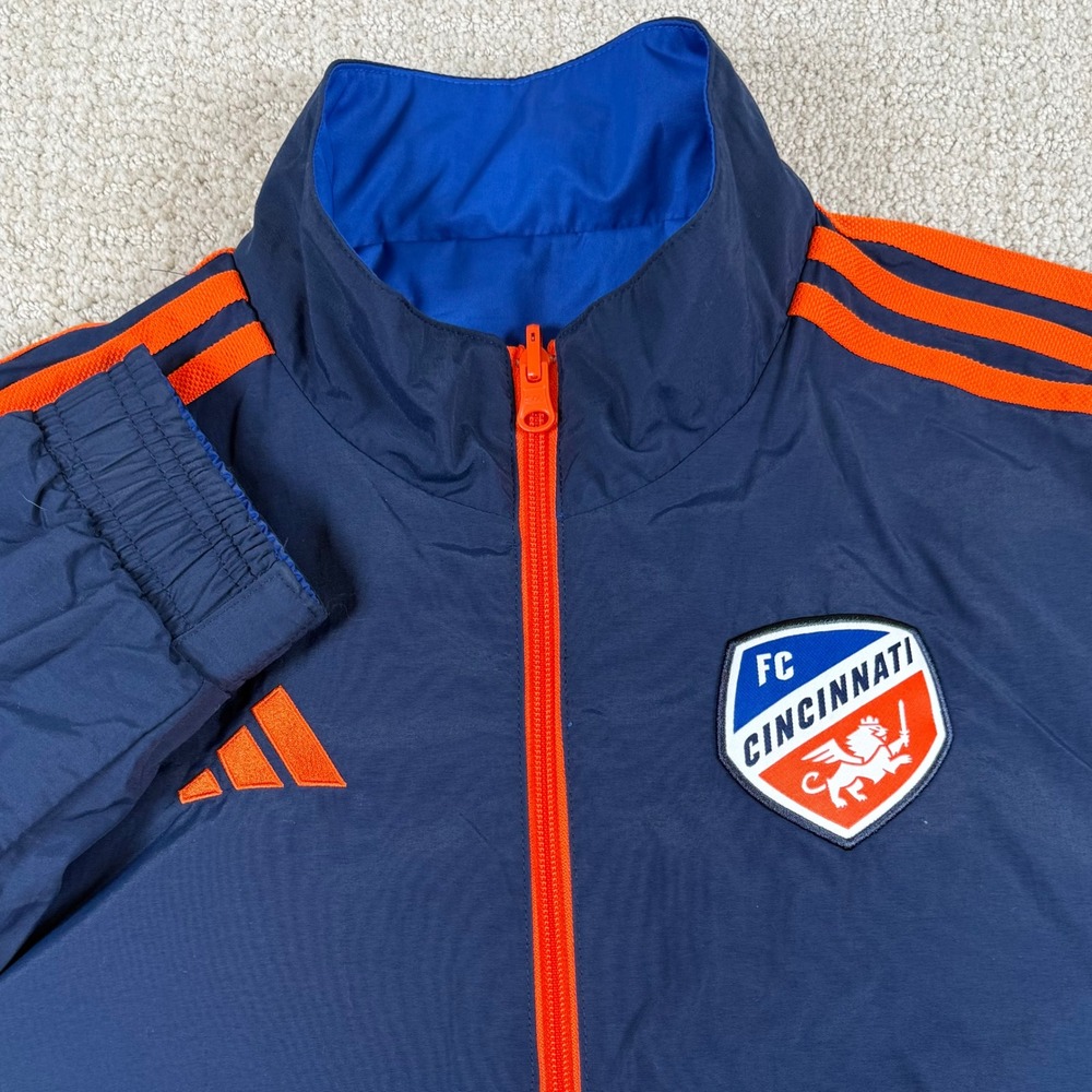 Adidas Mens Small FC Cincinnati FCC Reversible Full Zip Wind Warm Up Jacket MLS